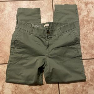 Olive green J.Crew size 6 “Frankie” chinos, like new condition.